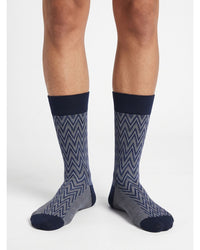 Missoni Missoni Navy Mens Classic Chevron Crew Socks-L