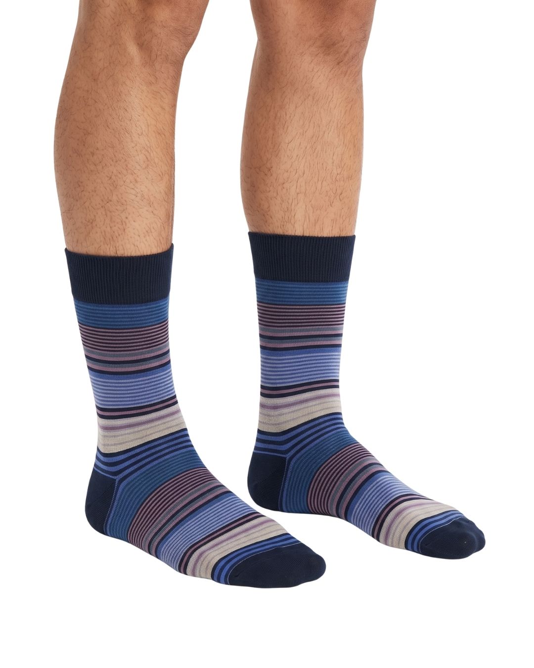Missoni Missoni Lavender Blue  Mens Stripe Crew Socks-