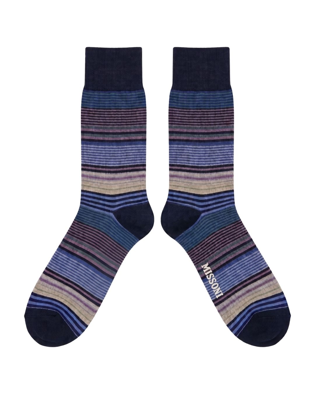 Missoni Missoni Lavender Blue  Mens Stripe Crew Socks-
