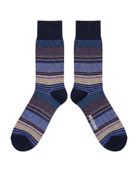 Missoni Missoni Lavender Blue  Mens Stripe Crew Socks-