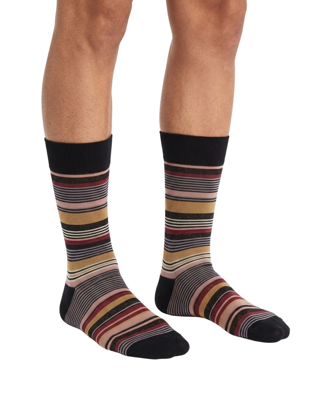 Missoni Missoni Pink Black Mens Stripe Crew Socks-