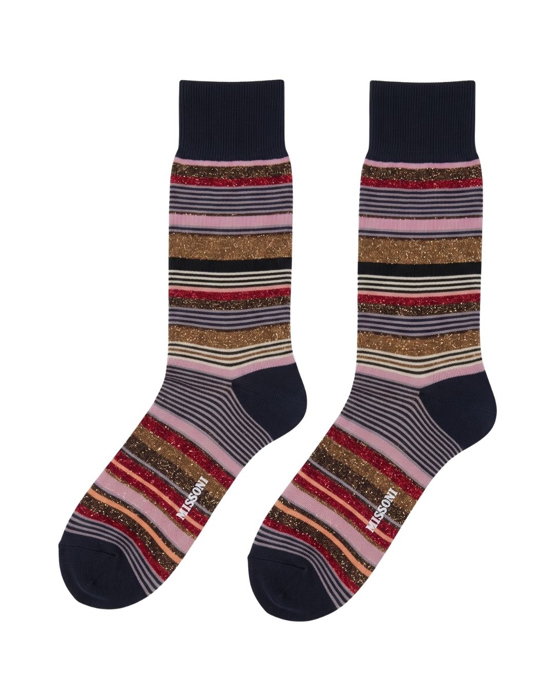 Missoni Missoni Pink Black Mens Stripe Crew Socks-