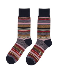 Missoni Missoni Pink Black Mens Stripe Crew Socks-