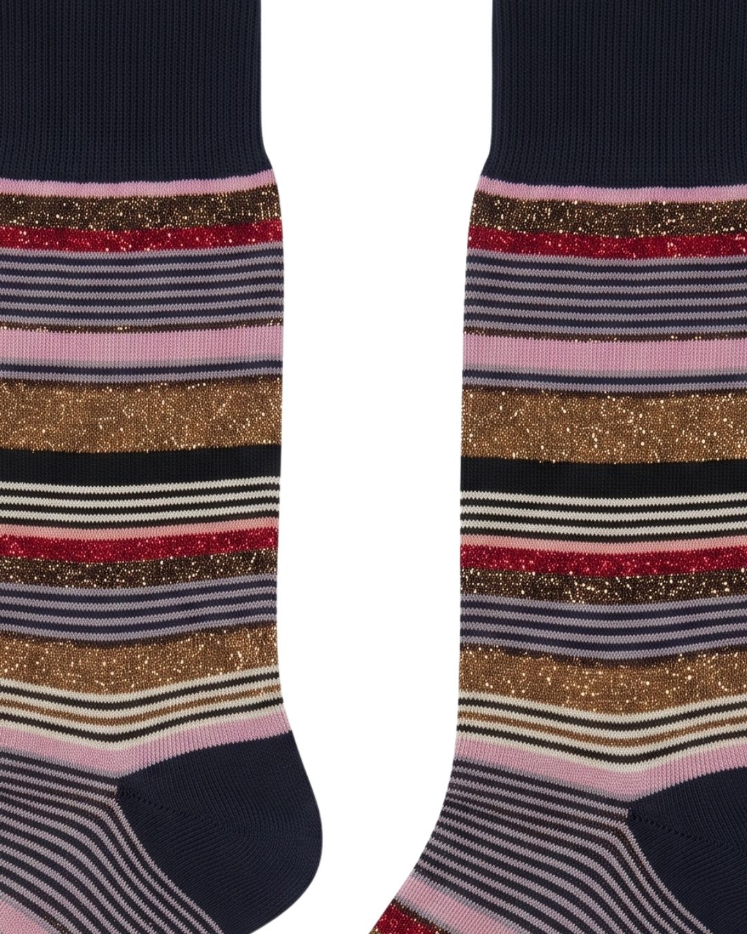Missoni Missoni Pink Black Mens Stripe Crew Socks-