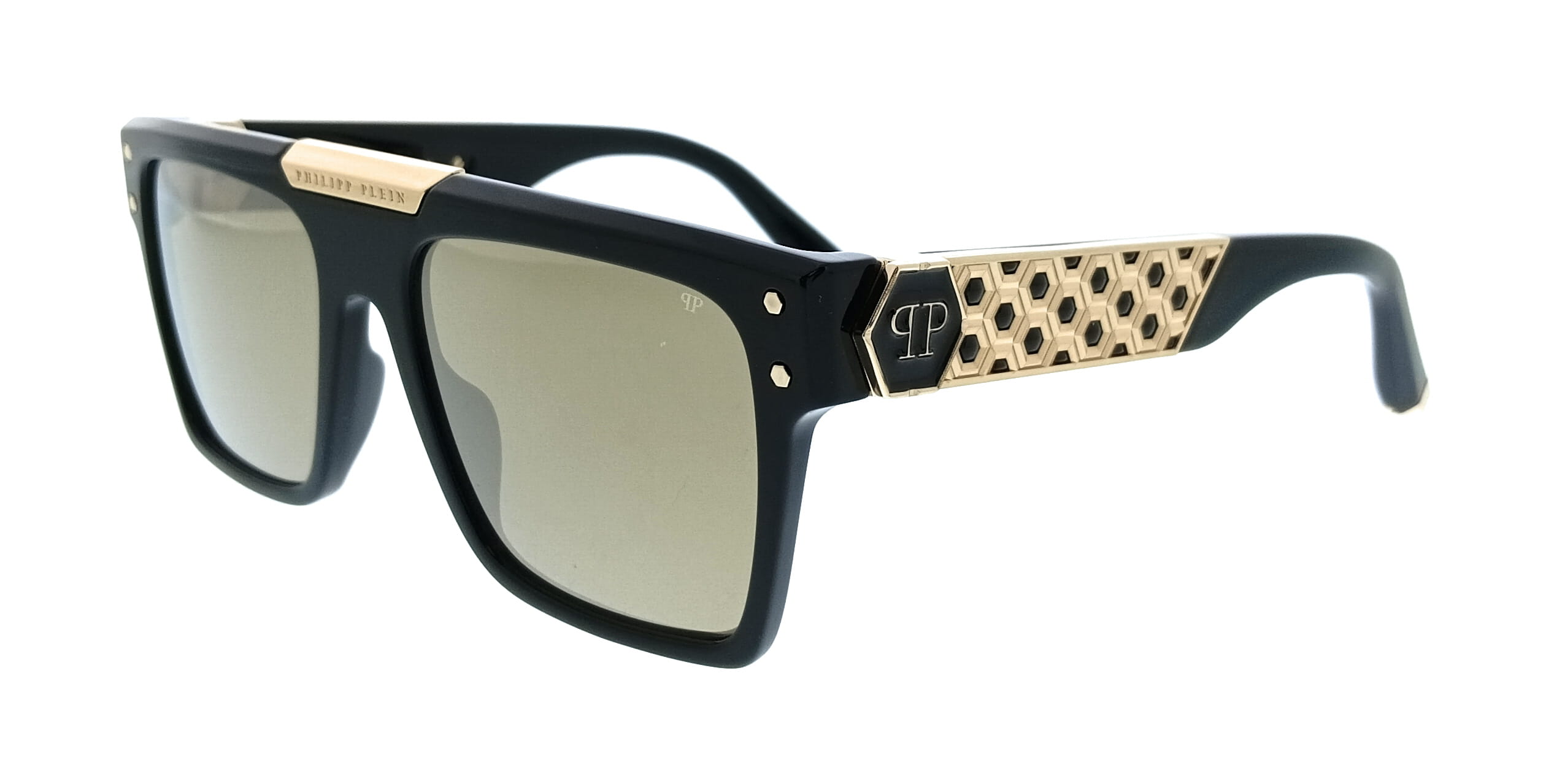 Philipp Plein Philipp Plein SPP080 55700G Shiny Black Square Unisex Sunglasses