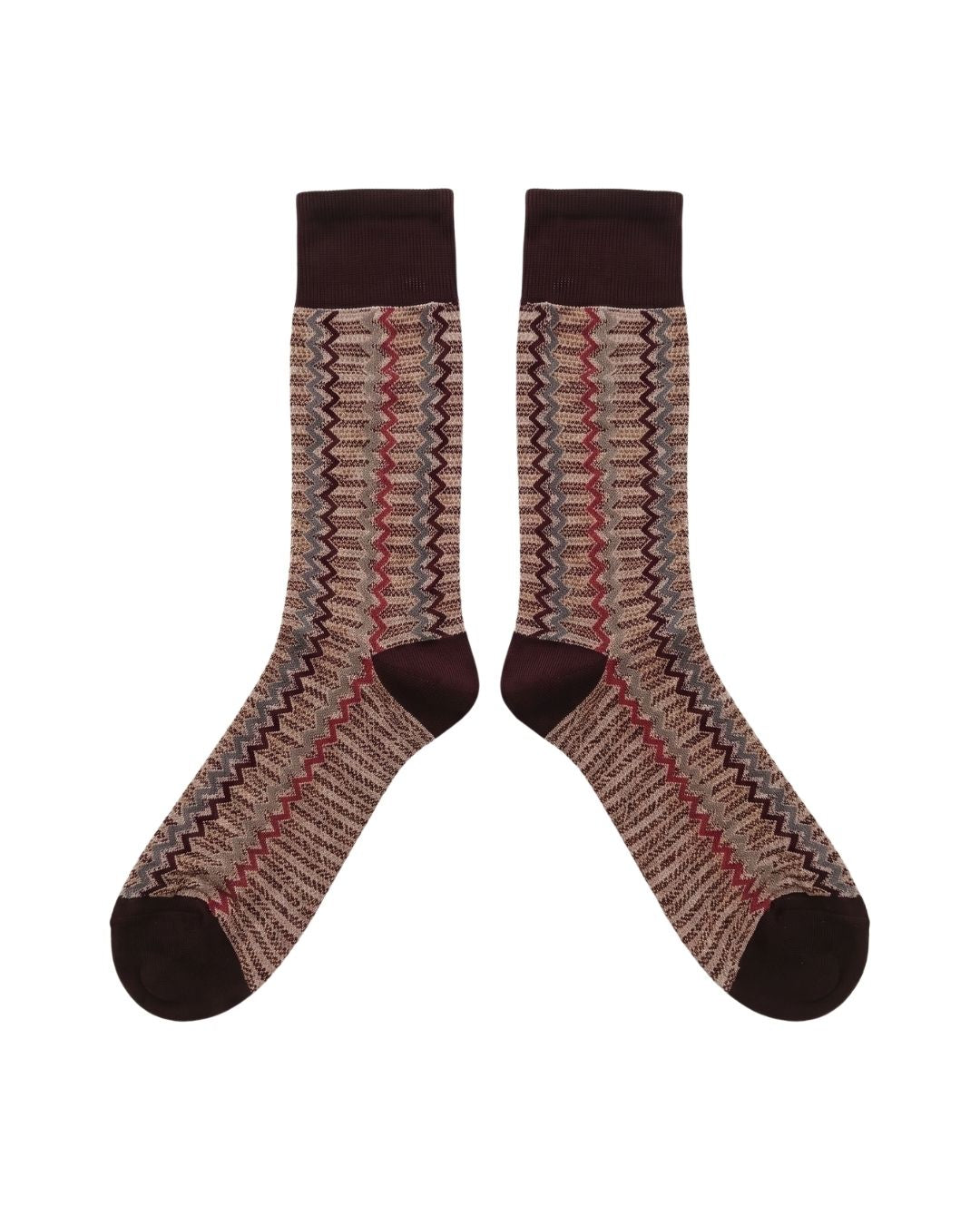 Missoni Missoni Pink Brown Mens Zigzag  Crew Socks-