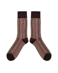 Missoni Missoni Pink Brown Mens Zigzag  Crew Socks-