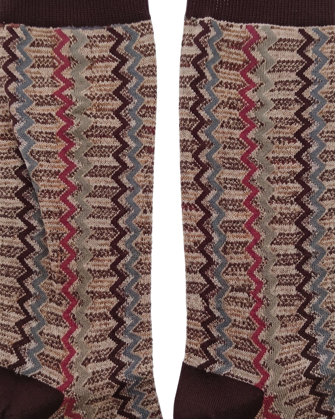Missoni Missoni Pink Brown Mens Zigzag  Crew Socks-