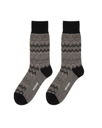 Missoni Missoni Black Light Grey Mens Chevron Crew Socks-