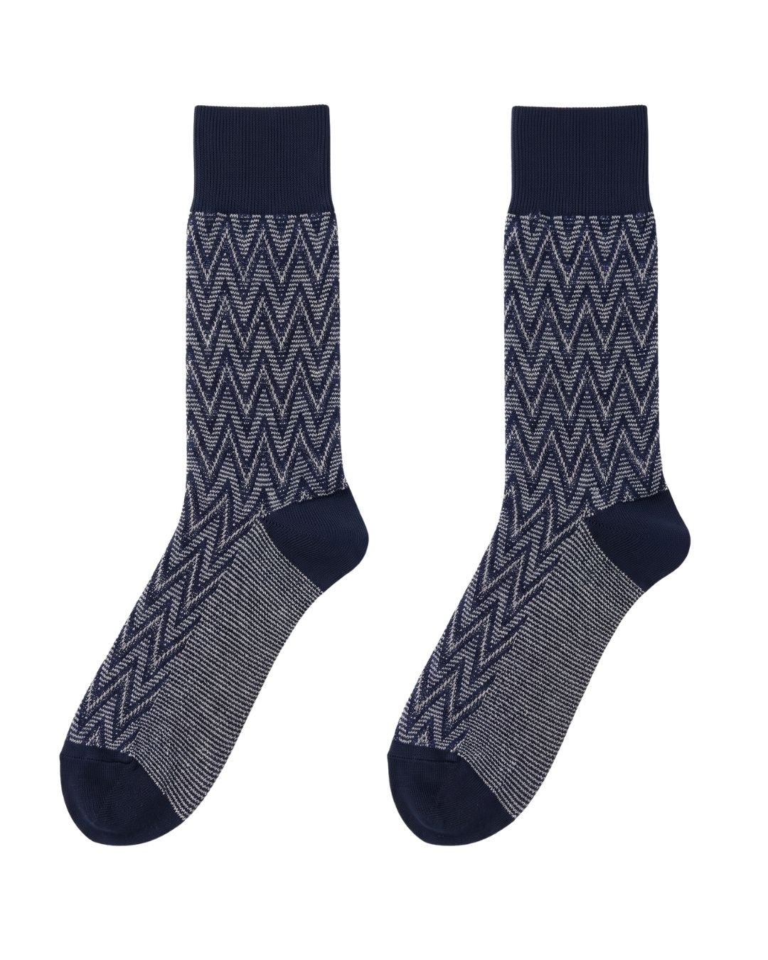 Missoni Missoni White Navy Mens Chevron Crew Socks-M