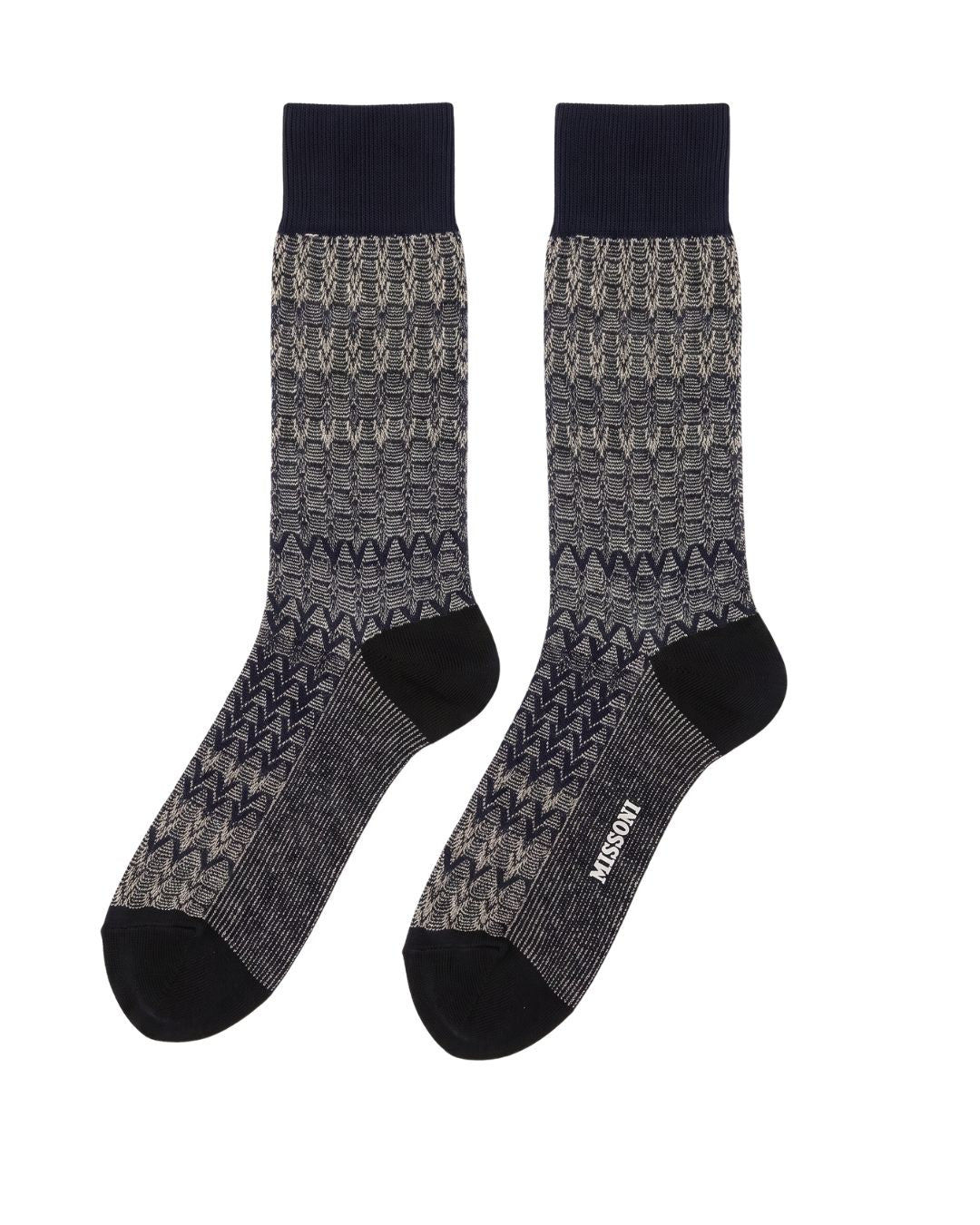 Missoni Missoni Grey Black  Mens Chevron Crew Socks-S
