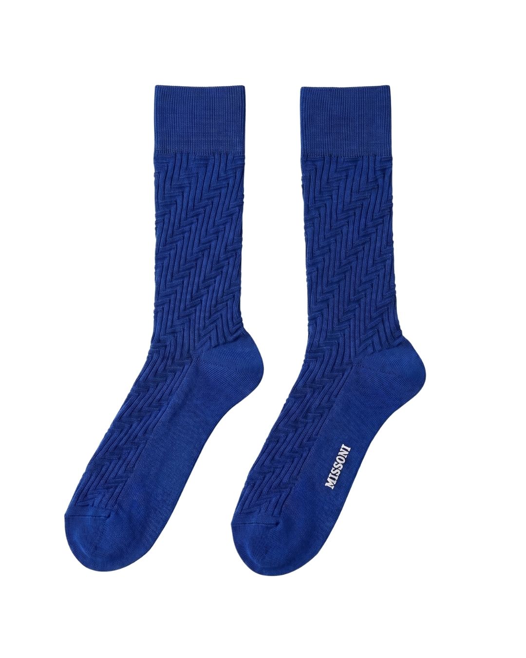 Missoni Missoni Royal Blue Mens Ribbed Crew Socks-