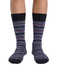 Missoni Missoni Navy Burgundy Mens Pattern Crew Socks-L