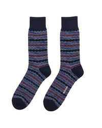 Missoni Missoni Navy Burgundy Mens Pattern Crew Socks-L