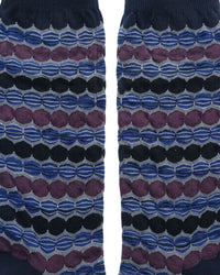 Missoni Missoni Navy Burgundy Mens Pattern Crew Socks-L