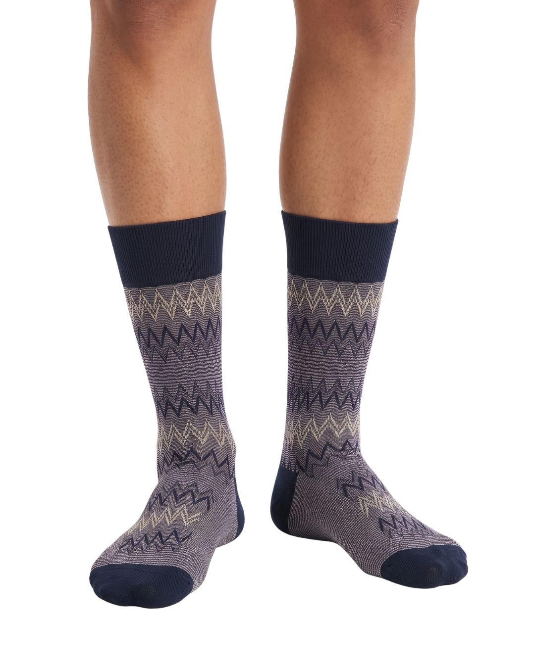 Missoni Missoni Purple Navy Mens Chevron Crew Socks-M