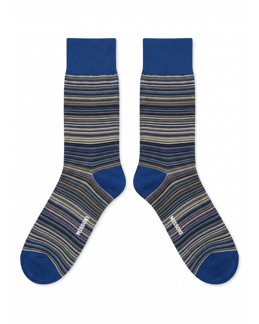 Missoni Missoni Blue Tone  Mens Stripe Crew Socks-S