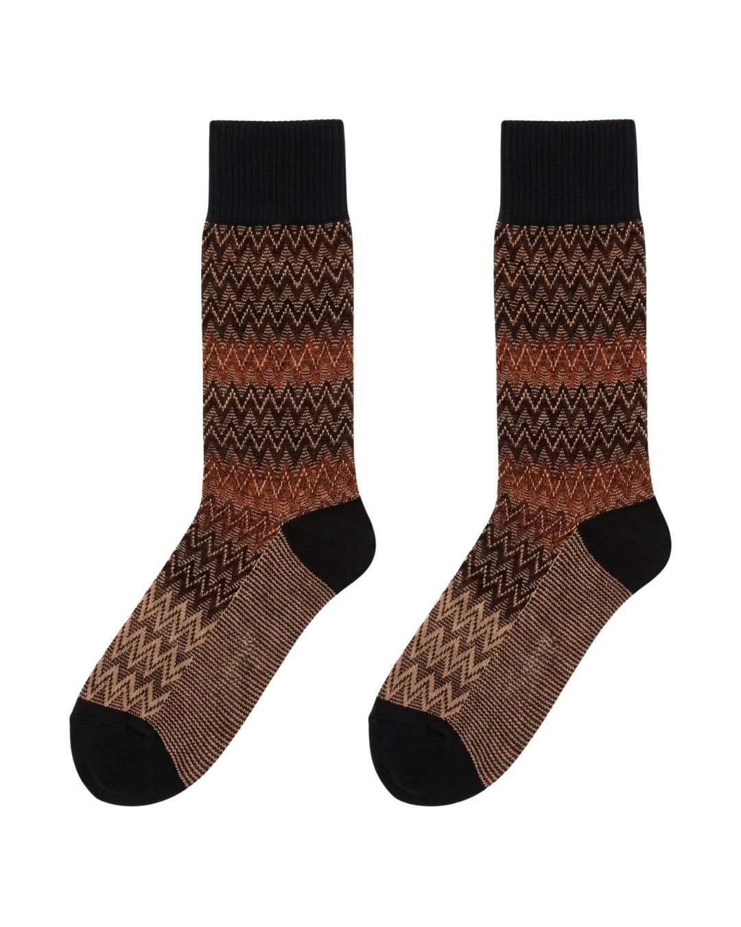 Missoni Missoni Black Beige Mens Chevron Socks-S