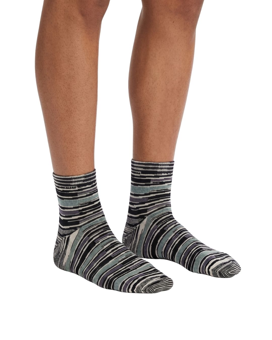 Missoni Missoni Green Black Mens Stripe Ankle Socks-M