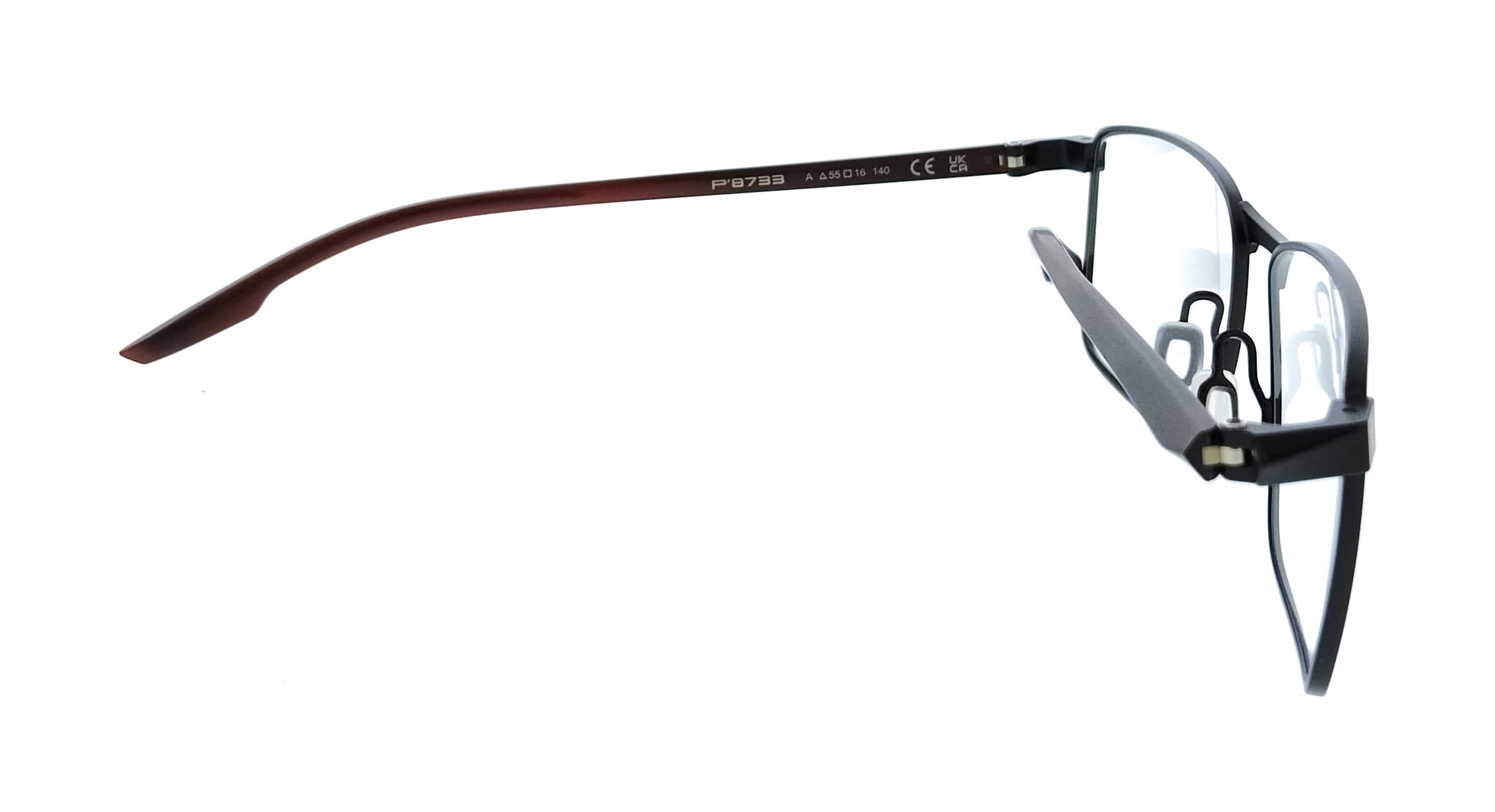 Porsche Design Porsche Design P8733 57A Black Red Square Mens Sunglasses