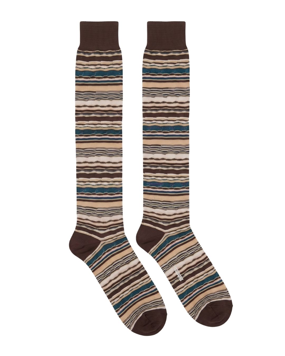 Missoni Missoni Brown Teal Mens Stripe Dress Socks-
