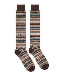 Missoni Missoni Brown Teal Mens Stripe Dress Socks-
