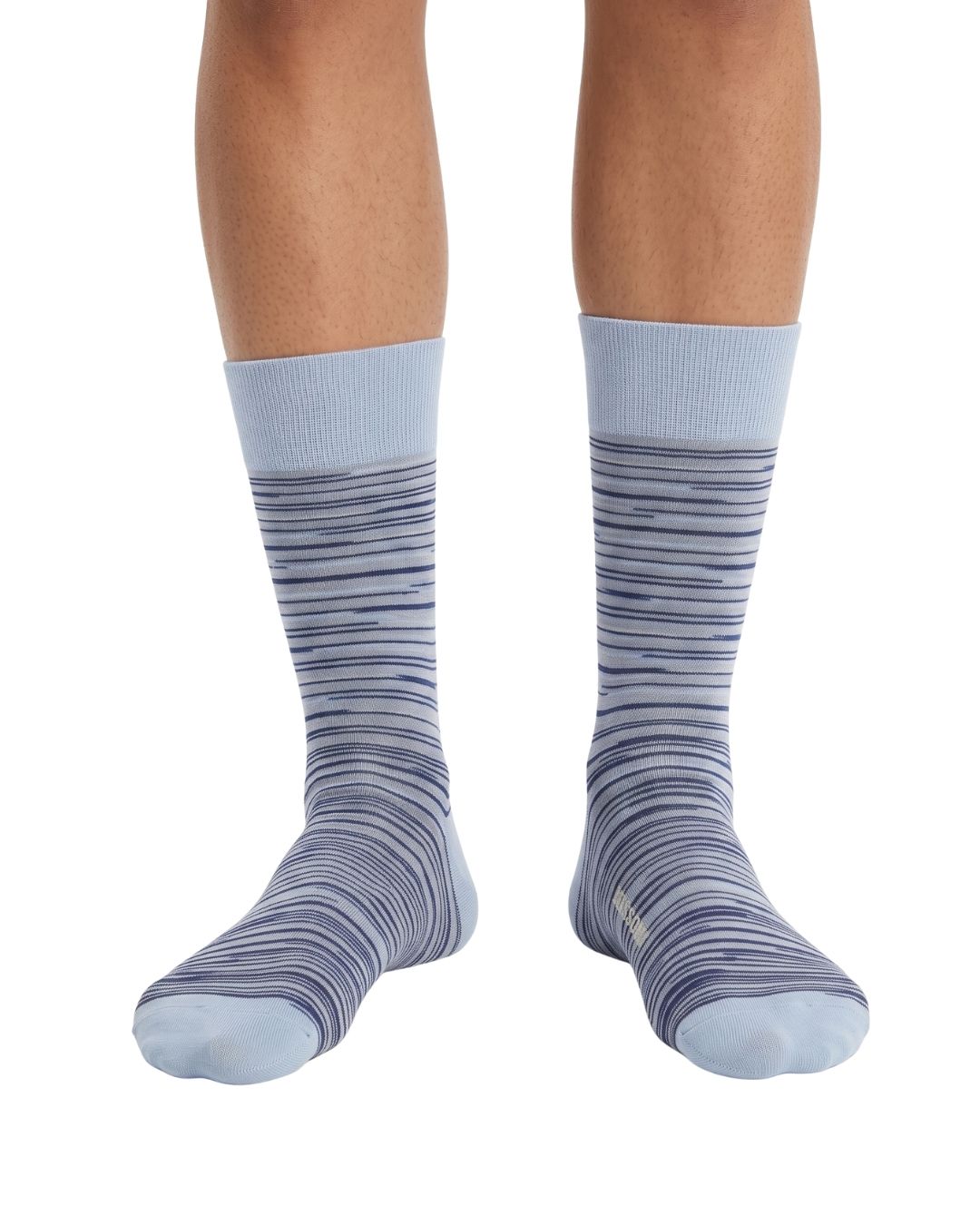 Missoni Missoni Sky Blue Mens Stripe Dress Socks-