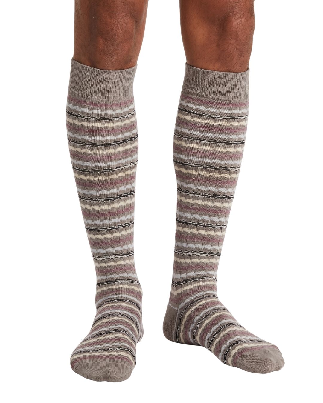 Missoni Missoni Grey Pink Mens Zigzag Knit Dress Socks-