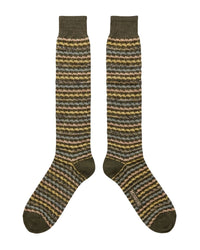 Missoni Missoni Olive Green Mens Zigzag Knit Dress Socks-