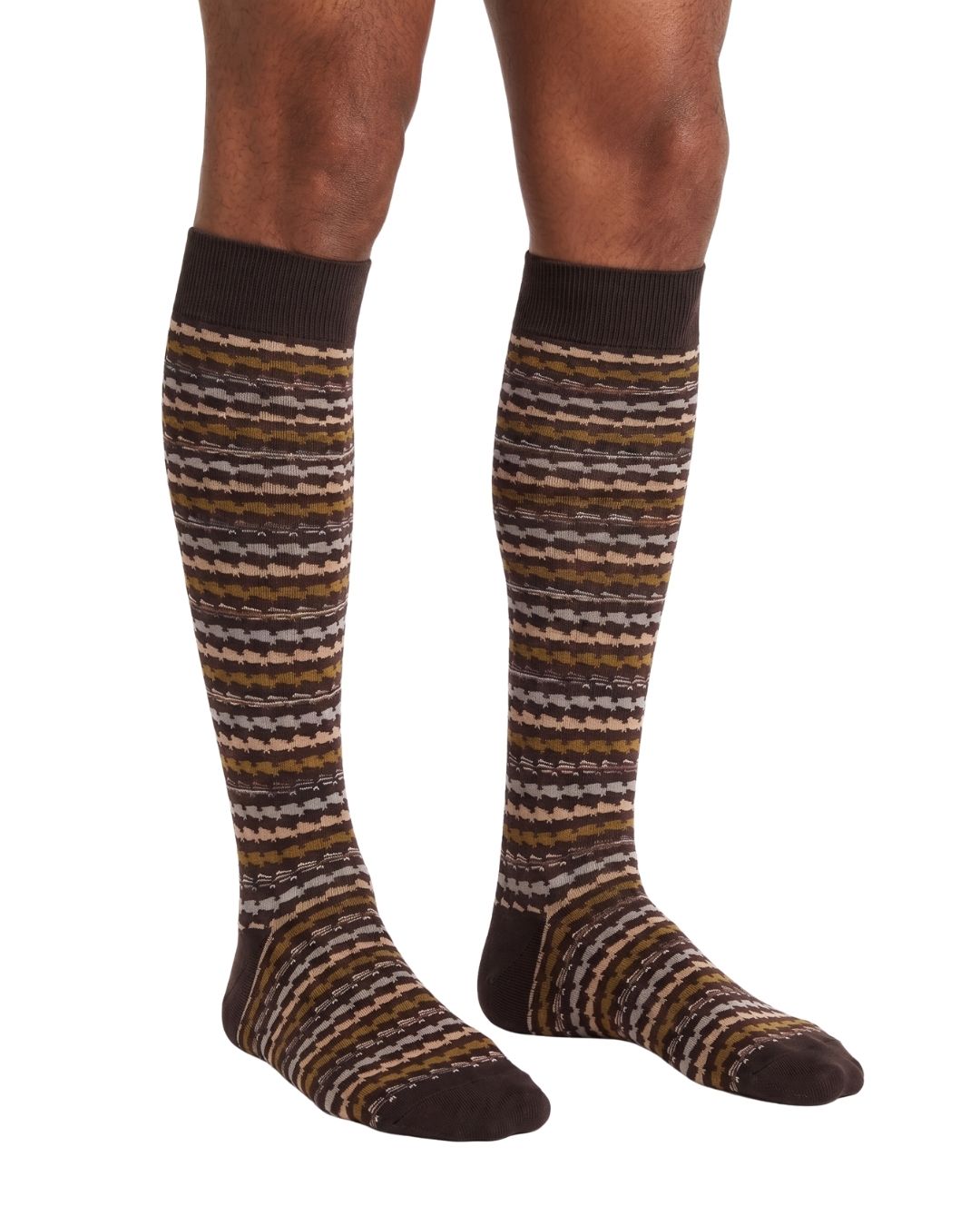 Missoni Missoni Brown  Mens Zigzag Knit Dress Socks-