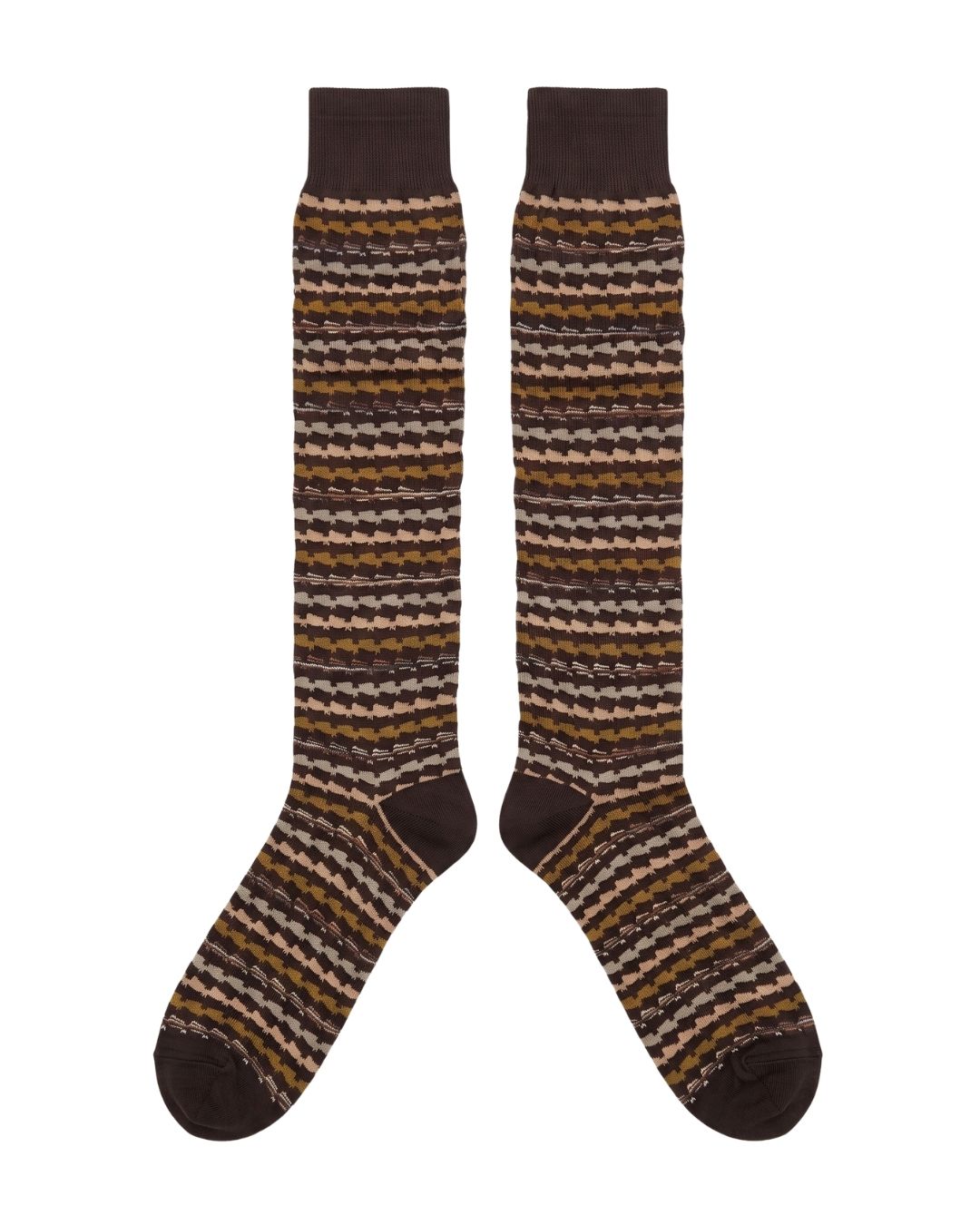 Missoni Missoni Brown  Mens Zigzag Knit Dress Socks-