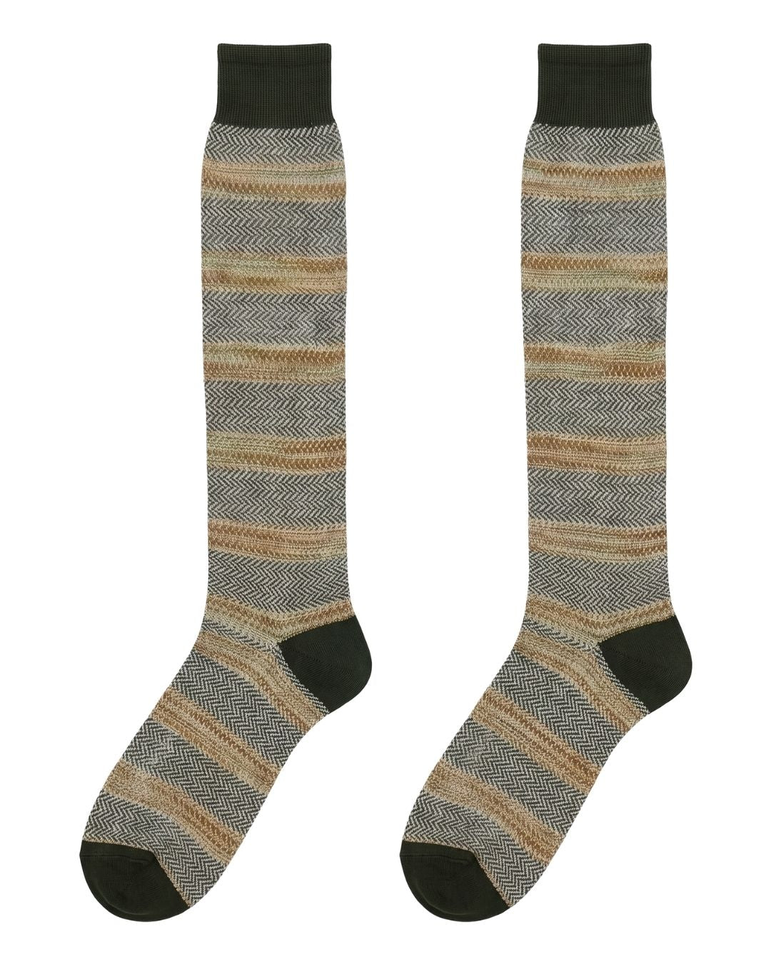 Missoni Missoni Olive Green Mens Micro Herringbone Dress Socks-