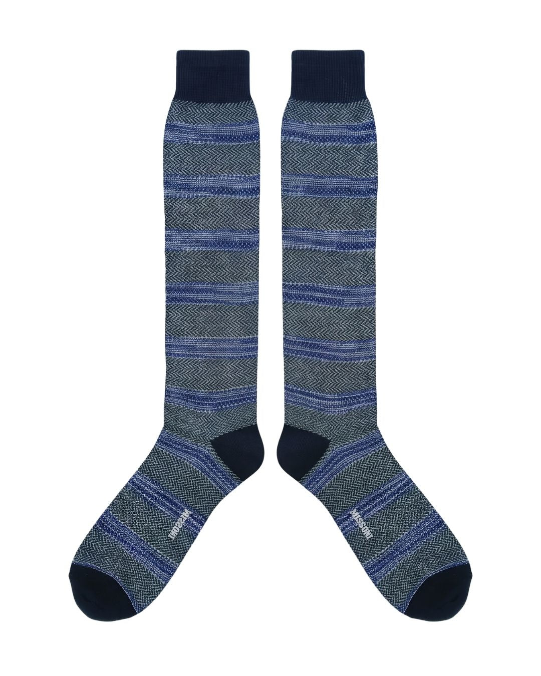 Missoni Missoni Navy Blue Mens Micro Herringbone Dress Socks-