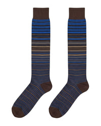 Missoni Missoni Brown Blue Mens Pinstripe Dress Socks-