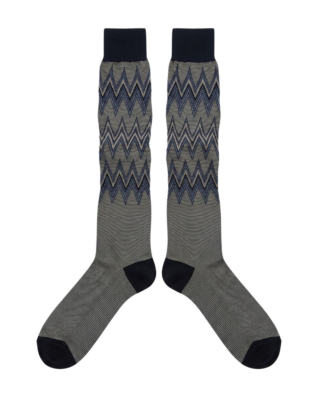 Missoni Missoni Navy Teal Mens Chevron Dress Socks-M