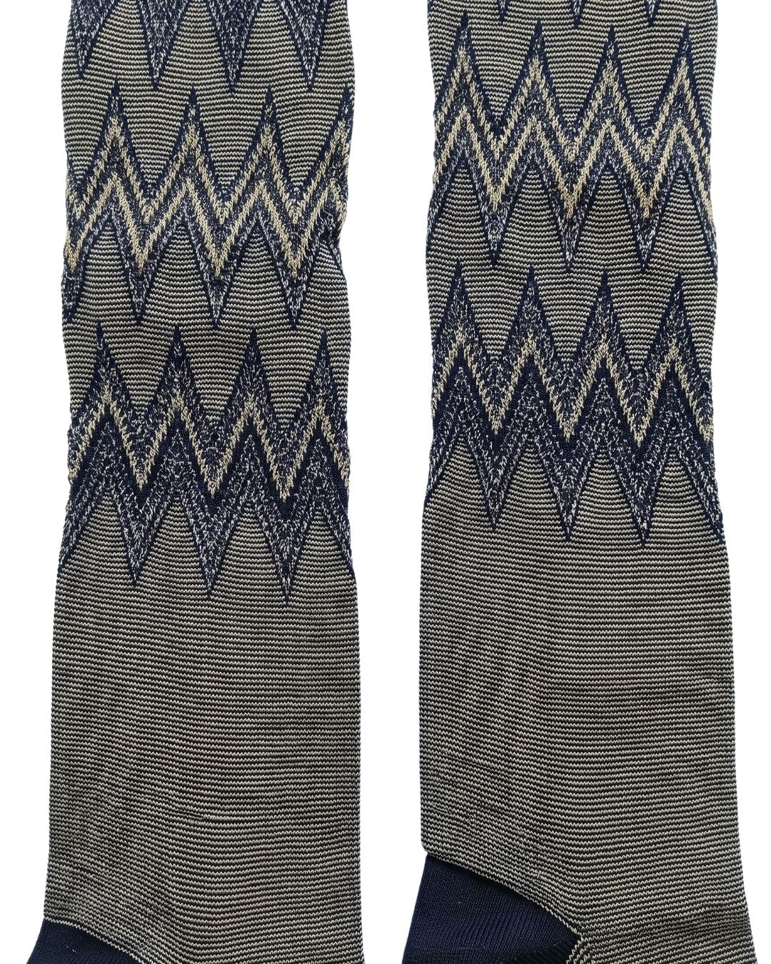 Missoni Missoni Navy Teal Mens Chevron Dress Socks-M
