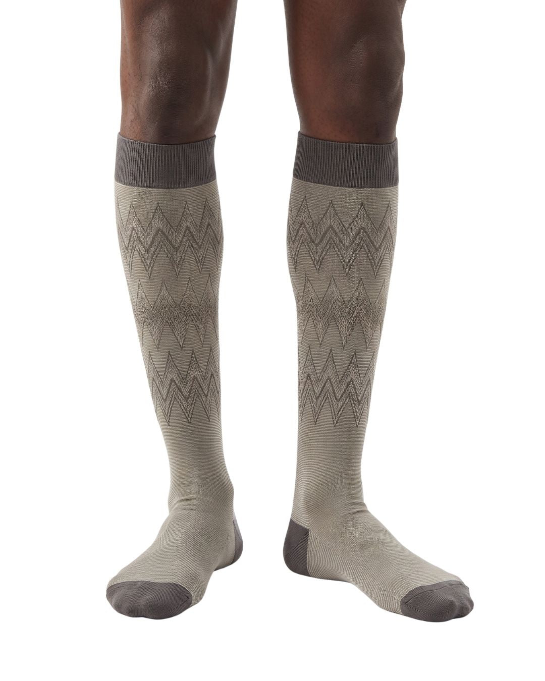 Missoni Missoni Taupe  Mens Chevron Dress Socks-M
