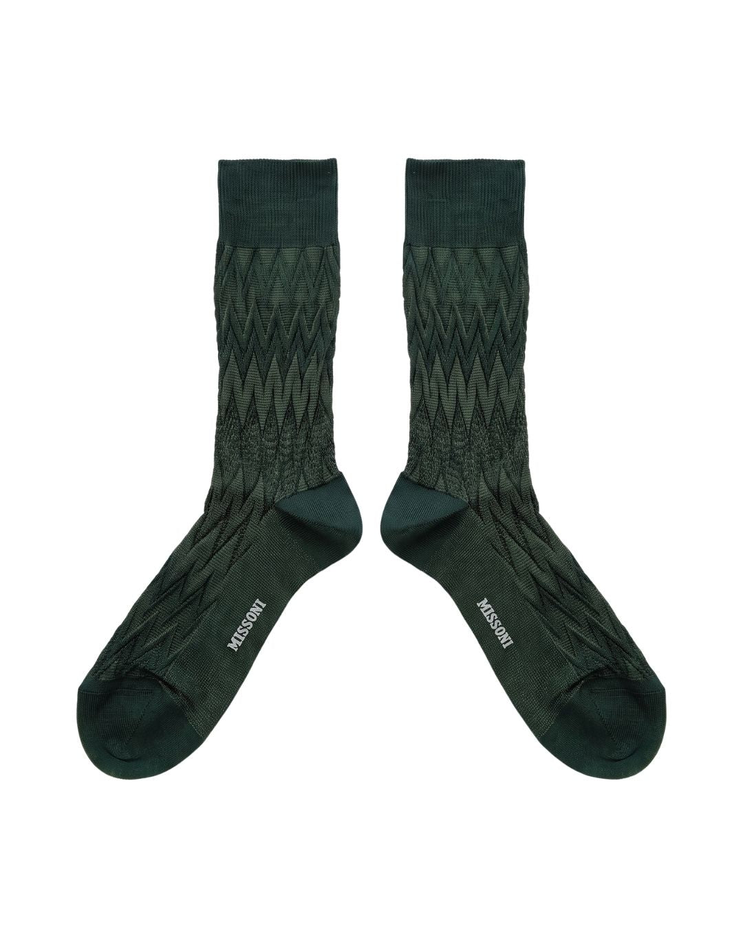 Missoni Missoni Green Mens Ribbed Chevron Crew Socks-S
