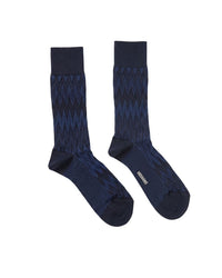 Missoni Missoni Black Navy Mens Chevron Dress Socks-S