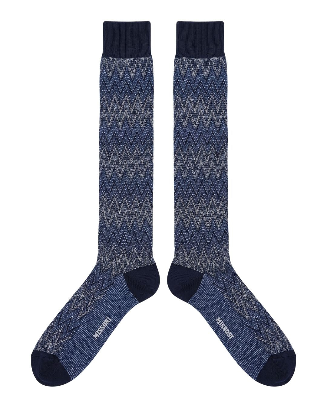 Missoni Missoni Denim Blue Mens Chevron Dress Socks-M