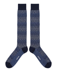 Missoni Missoni Denim Blue Mens Chevron Dress Socks-M