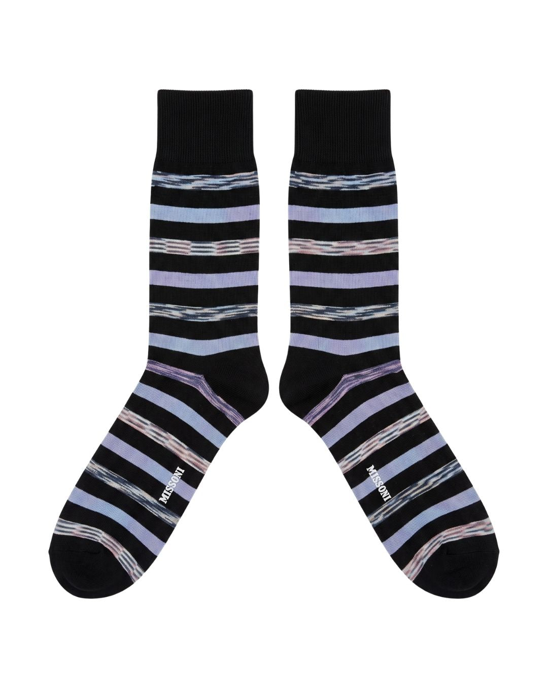 Missoni Missoni Marine Blue Mens Stripe Dress Socks-M