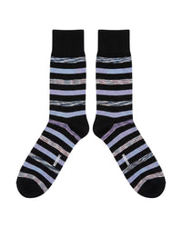 Missoni Missoni Marine Blue Mens Stripe Dress Socks-M