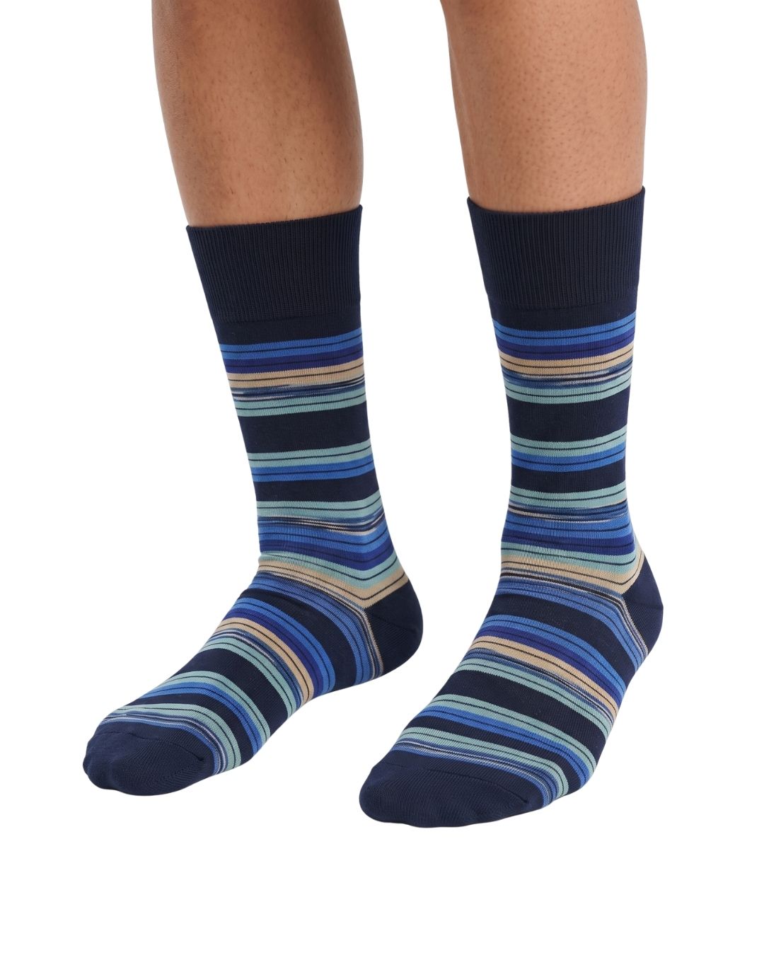 Missoni Missoni Marine Blue Mens Stripe Crew Socks-S