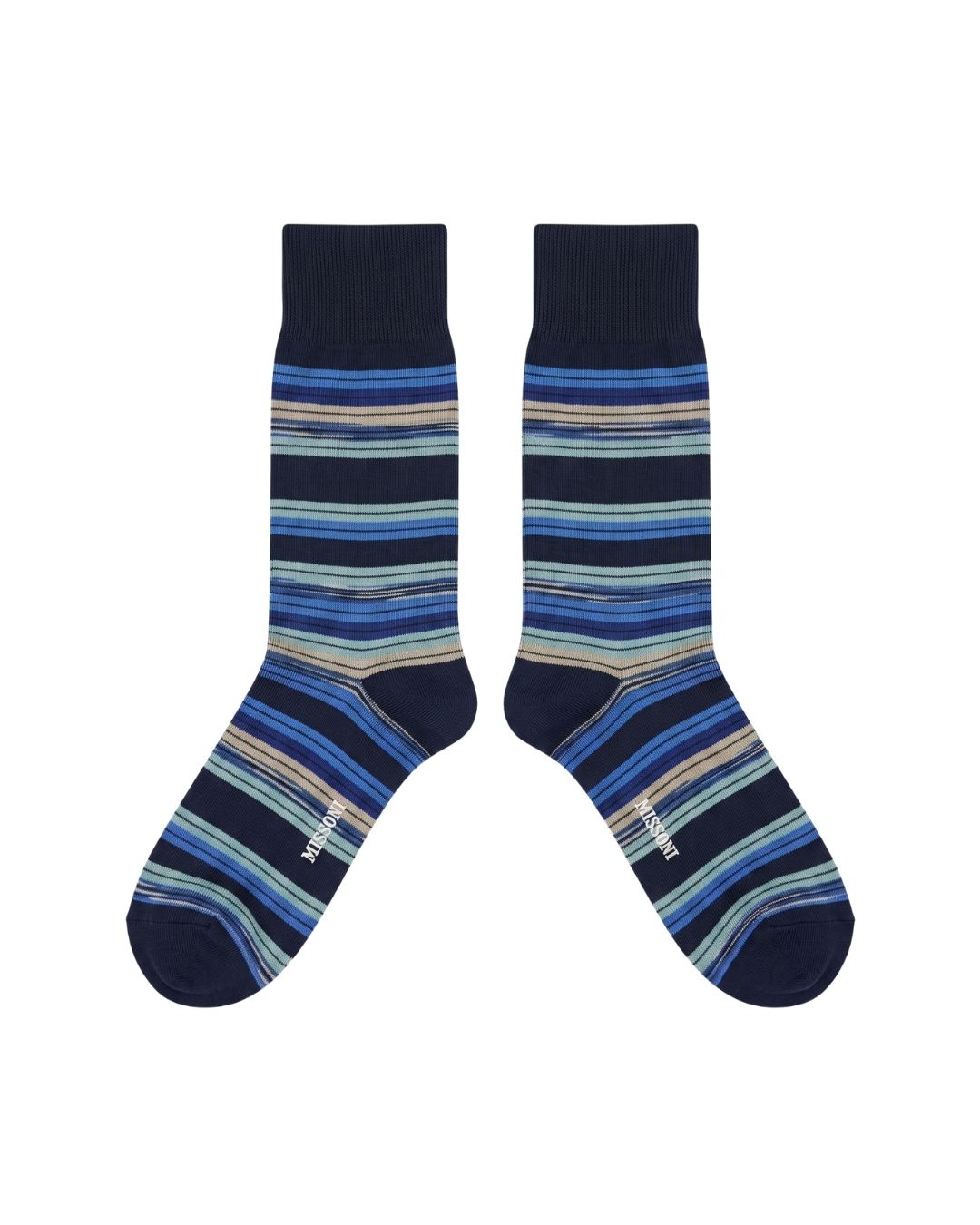 Missoni Missoni Marine Blue Mens Stripe Crew Socks-S