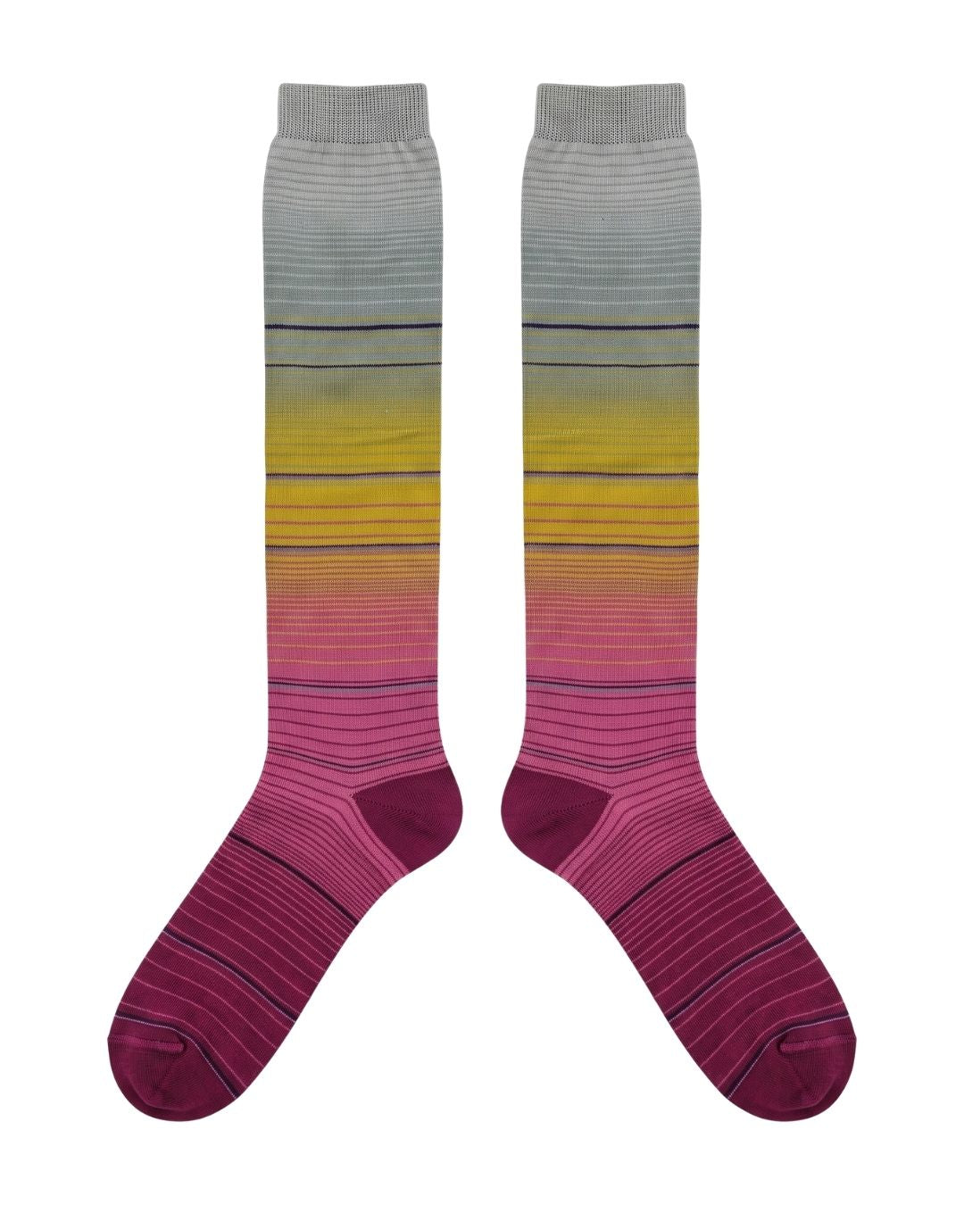 Missoni Missoni Pink Yellow Womens Pinstripe Dress Socks-L