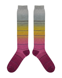 Missoni Missoni Pink Yellow Womens Pinstripe Dress Socks-L