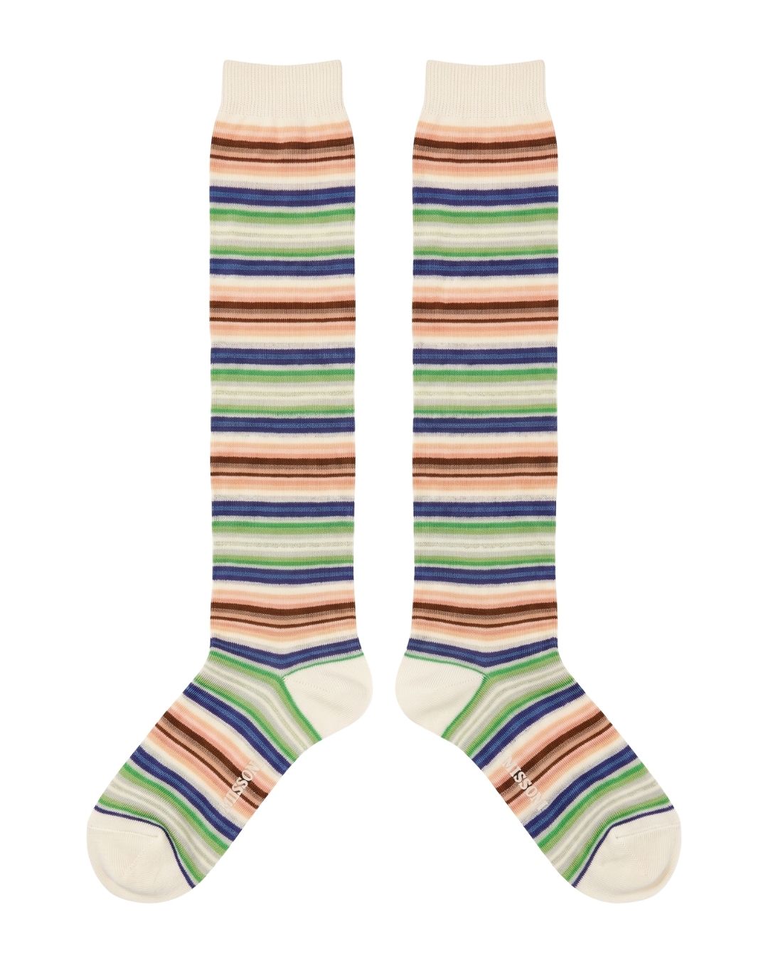 Missoni Missoni White Metallic Womens Multistripe Dress Socks-M