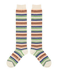 Missoni Missoni White Metallic Womens Multistripe Dress Socks-M