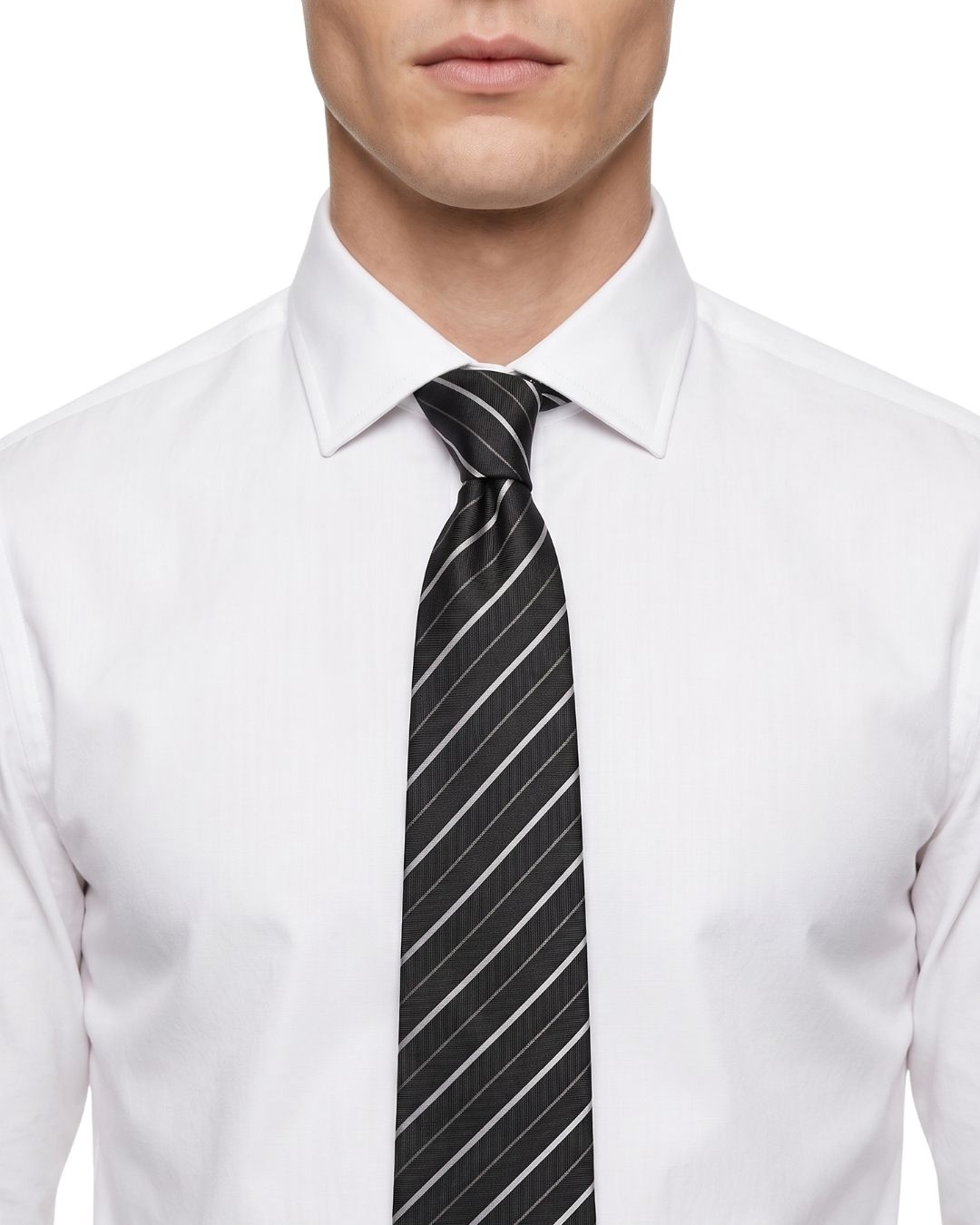 ARMANI COLLEZIONI Armani Collezioni Mens Black / Gray Diagonal Stripe Silk Neck Tie